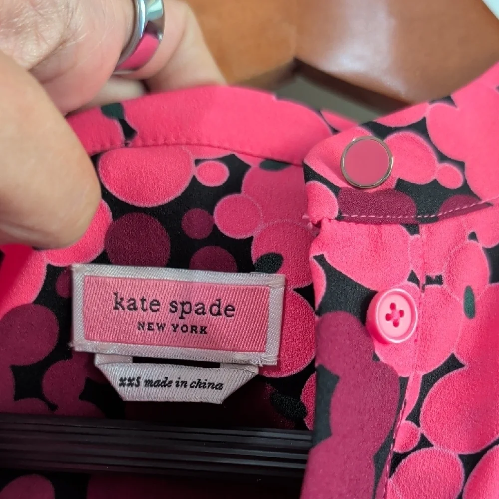 Kate Spade Pink and Black Floral Blouse